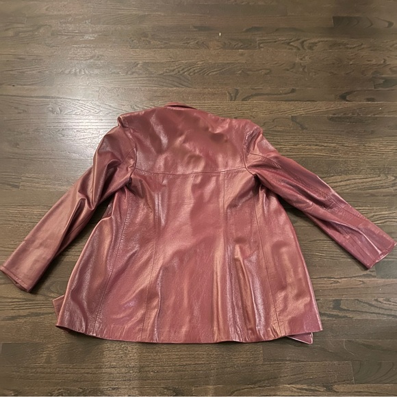 Casini Firenze Maroon Leather Jacket - Picture 3 of 3